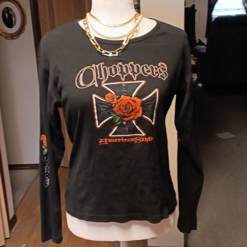 CHOICE APPAREL CHOPPERS AMERICAN STYLE MALTESE CROSS ROSE SHIRT